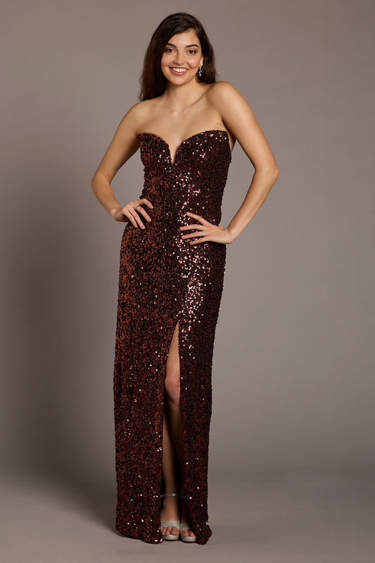 Strapless Notch Neckline Sequin Sheath