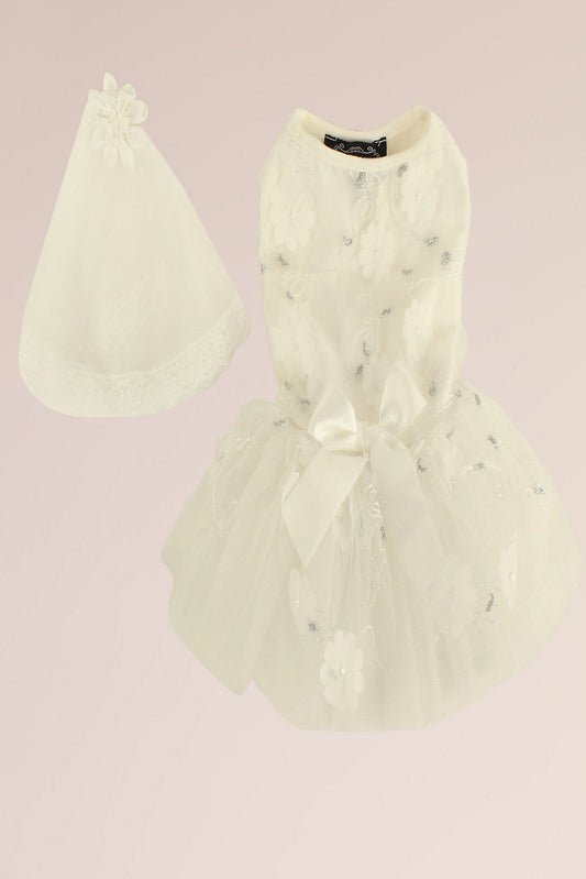Dog Wedding Dress with Veil