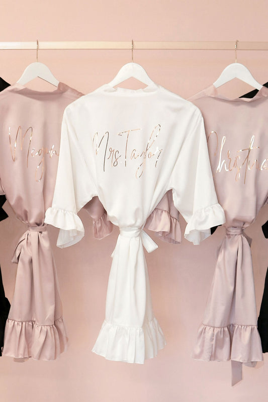 Personalized Satin Ruffle Robe