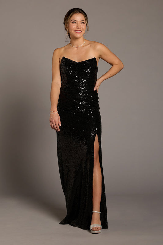 Sculpted Strapless Neckline Sequin Sheath Dress
