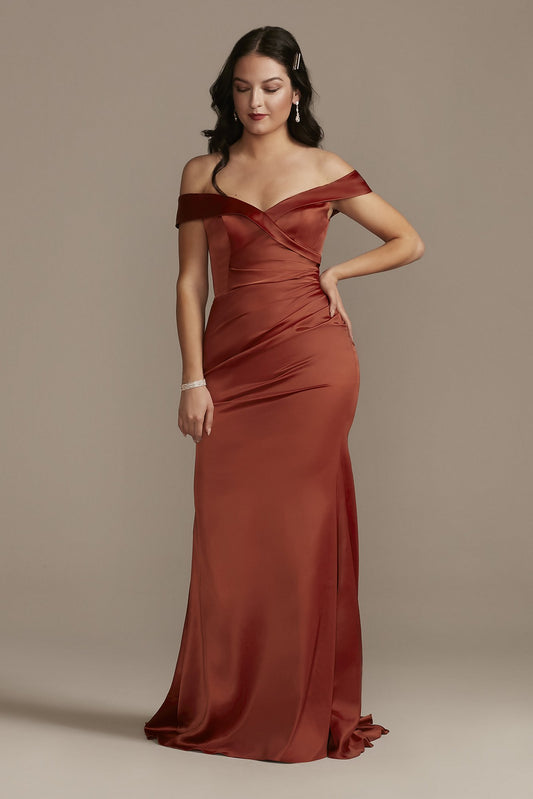 Satin Off-the-Shoulder Mermaid Dress