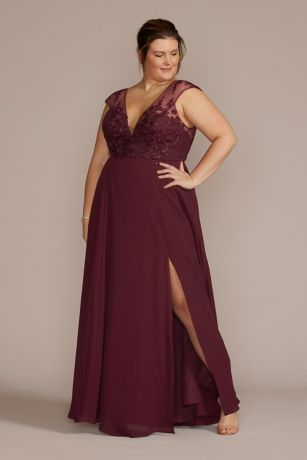 Cap Sleeve Lace and Georgette Dress