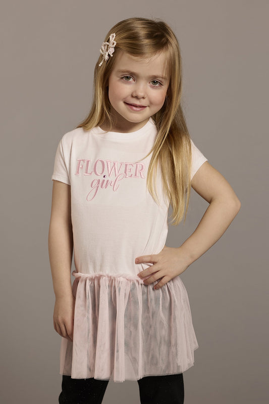 Flower Girl T-Shirt with Tulle Trim