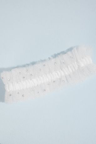 Rhinestone Embellished Glitter Tulle Garter